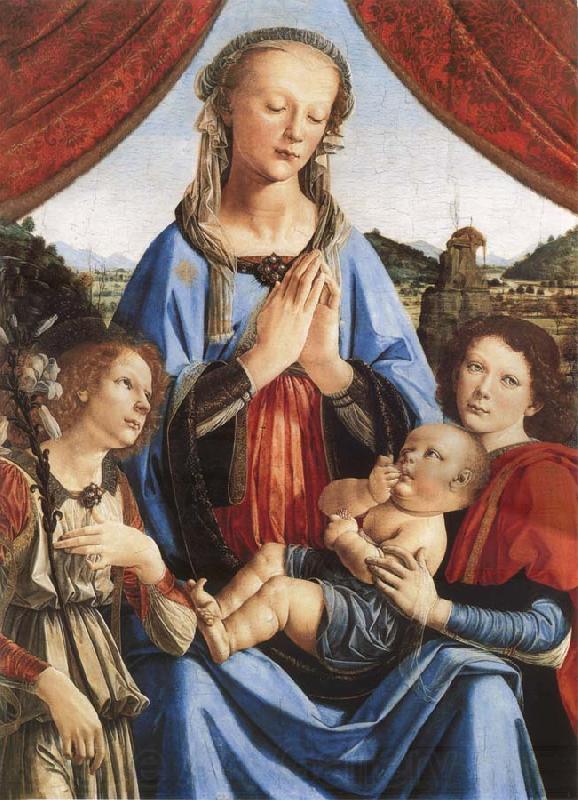 LEONARDO da Vinci Leonardo there Vinci and Andrea del Verrocchio, madonna with the child and angels Spain oil painting art